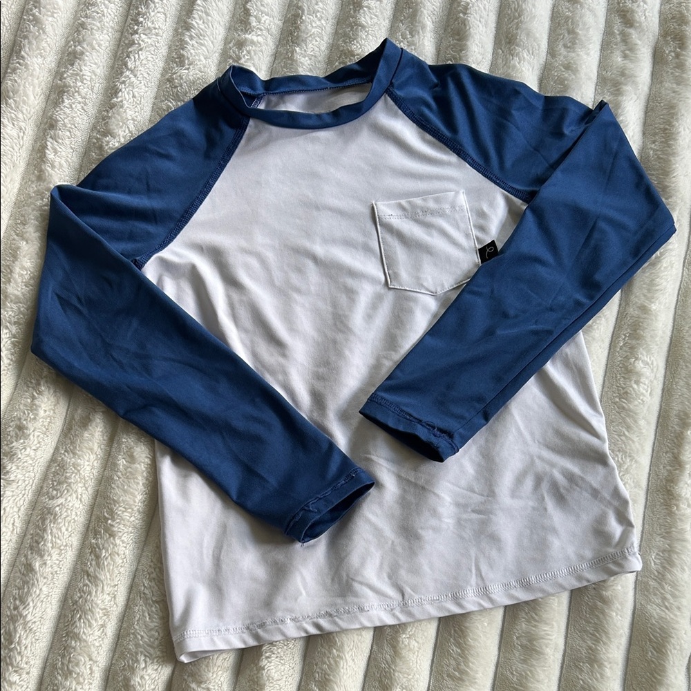 art class White and Navy Blue Kids Rashguard Swim Top